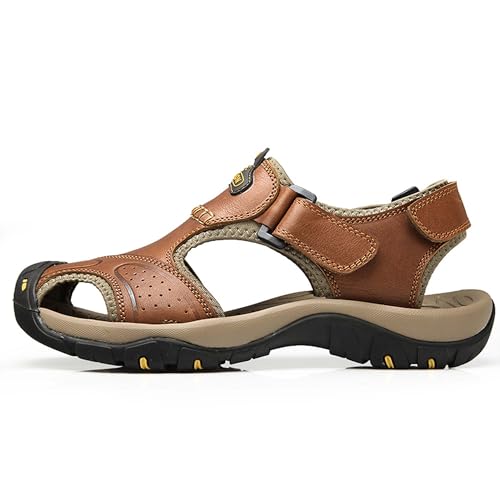 Men's Genuine Leather Sandals Men’s Sport Outdoor Hiking Sandals Closed Toe Athletic Adventure Beach Fisherman Water Sandals3