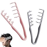 2Pcs Texture Comb, Volumizing Wide-Tooth Texture Hair Styling Comb, Fluffy Wide Tooth Curly Hair Comb, Fluffy Curly Hair Comb for Volume & Fringe Parting, Anti-Frizz Styling Tool for Men & Women
