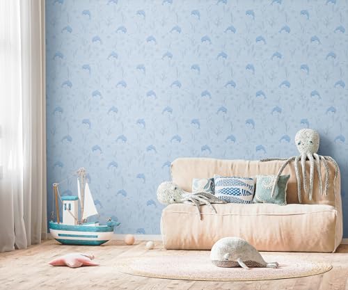 A.S. Création Lilly & Luis Non-Woven Wallpaper with Animals in Blue, White - 10,05 x 0,53 m Wallpaper for Kids - 771321 - Image 2