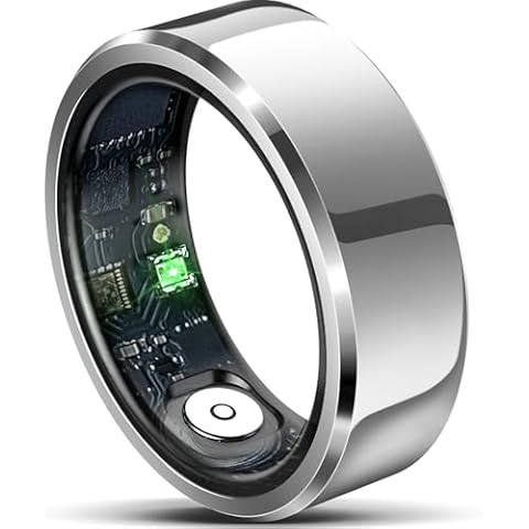 AYATAHA Smart Ring, Size 9, IP68 Waterproof, Wearable Heart Rate Daily Workout Memory, Activity Fitness Tracking, Sleep Monitoring Calories Heart Rate Blood Oxygen, Silver Cover