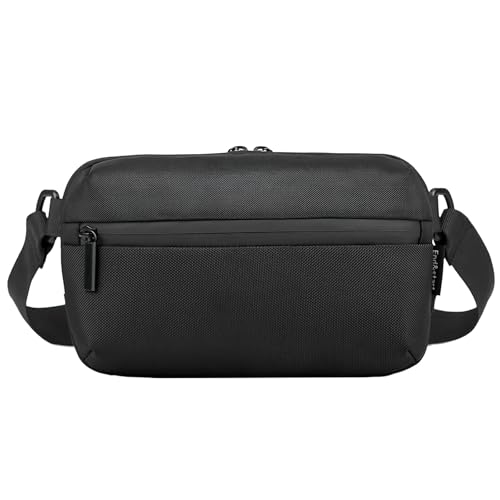 Long Keeper Torba crossbody 1,5 l dla mężczyzn kobiet minimalistyczna mała torba na ramię na klatkę piersiową bieganie podróż codzienne noszenie regulowany pas talia saszetka, Czarny, Minimalne