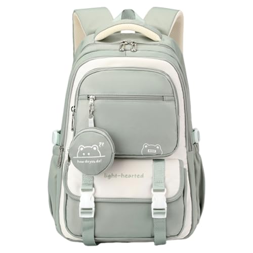 Ladies Cute Travel Backpack Large Capacity Kawaii Nylon Laptop Backpack (Green)