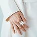 HAIXIAN Inclined Silver Plain Wide Band Ring,S925 Sterling Silver Statement Thumb Index Finger Chunky Band,Cocktail Party Jewelry for Women (Ring_A, 7)