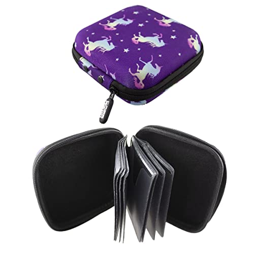 caseroxx Aufbewahrungstasche passend für Tigermedia Tigercards und Wildcards, Schutztasche zum Transport und Ordnen für bis zu 16 Karten Einhornmuster- Lila Aufbewahrungstasche für Tigercards