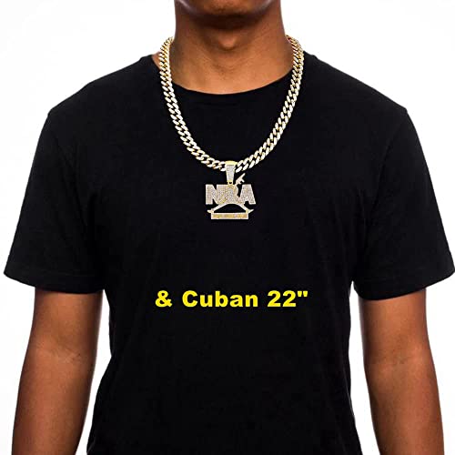 HH BLING EMPIRE Iced Out Nba Pendant Silver Gold Young boy Chains for Men,Hip Hop Diamond Tennis Chains 24 Inches (Big-Gold, & Cuban) - Thumbnail 6