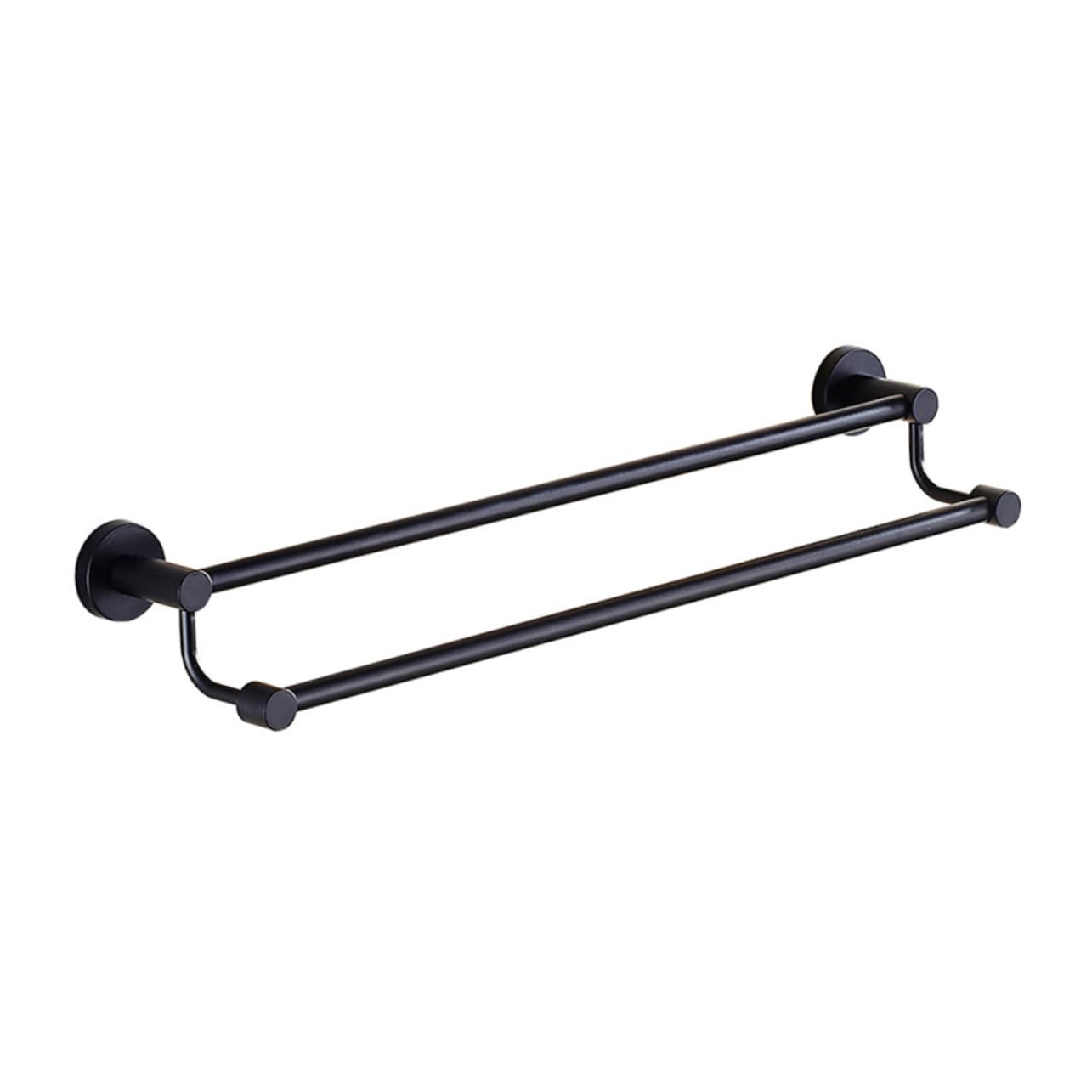 Porte-serviettes double noir mat en acier inoxydable suspendu mural de bain