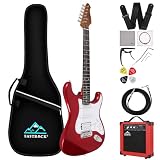 EASTROCK E Gitarre Set E Guitar 39 Zoll Elektrogitarre mit 10-W-Verstärker,Tasche, Kapodaster, Schultergurt, Saite, Kabel, Plektren, Geeignet für Anfänger,Erwachsene und Profi-Künstler(Rot)