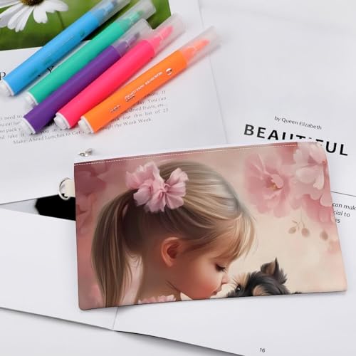 Best Friend Girl And Yorkie Coin Purse Canvas Change Pouch Portable Pocket Wallet Mini Storage Bag with Zippered Keychain4