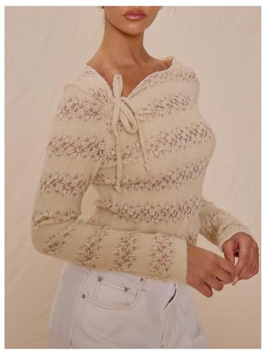 Milumia Women's Long Sleeve Boat Neck Sheer Sweaters Bow Knot Slim Fit Casual Pullovers3