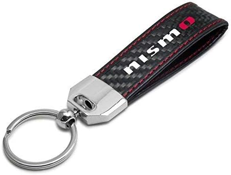 iPick Image - Real Carbon Fiber Red Stitched Leather Loop Keychain - Nissan Nismo