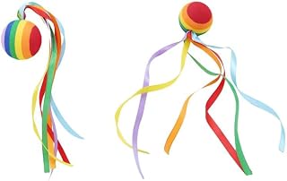 2 Pcs Car Antenna Ball Universal Ribbon Rainbow Ball Decoration for Car Auto, Car Aerials, Car Styling and Body Fittings,Colorful Long Ribbon Ball Car-Styling Vehicle Antenna Topper Decoration