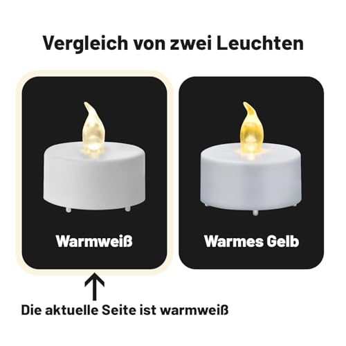 50 Stück LED Teelichter Kerzen, Batteriestart flammenlose realistische hell flackernde elektrische Kerzenlampe… – Ansicht 7