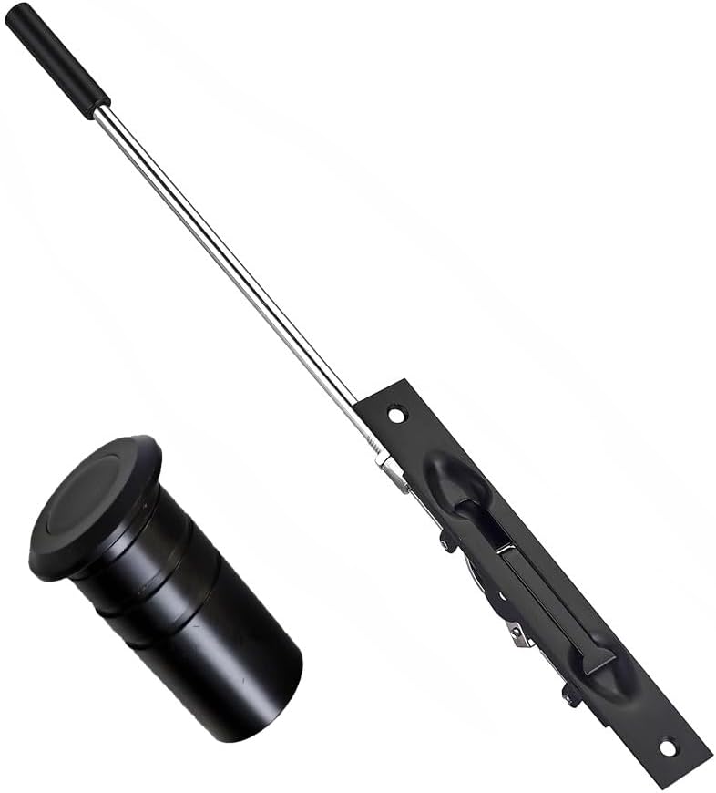 TOGU 10" Solid Stainless Steel Lever Extension Flush Bolt with Dust Proof Strike for Metal Doors,Flush Mount Extension Bolt for Home,Store,School,Office,Brushed Stainless Steel Finish