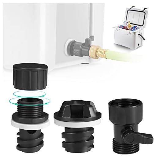 WADEO Cooler Drain Plug Hose Connection, Replacement Drain Plug with Garden Hose Shut Off Valve for YETI Cooler, YETI Tundra Cooler, Roadie Cooler, Tank Cooler and RTIC 20QT, 45QT, 65QT Cooler