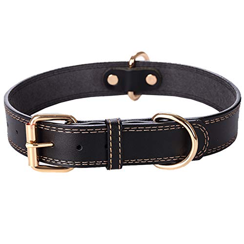 Pu Leather Puppy Dog Collar Best for Small Medium Large and Extra Large Dogs(M, Black)