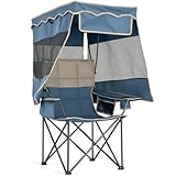 Camping Chair with Canopy Shade Oversized Folding Chair with Canopy for Outdoor Camping,Fishing Padded Outdoor Chair with Cup Holder,Cooler Bag,Side Pockets Beach Chair with Canopy Supports 330 lbs