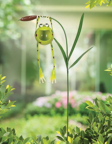 Sunset Vista Designs Froggy Hanging From Cattail Garden Stake With Solar Powered Light, 48" #TOP1