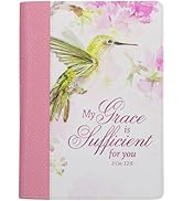 Christian Art Gifts Pink Vegan Leather Zipped Journal, Inspirational Women’s Notebook My Grace Sc...