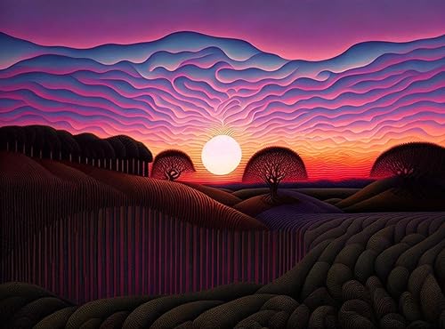 Peinture de paysage coucher de soleil affiche toile 58x90cm