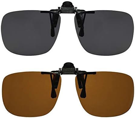Success Eyewear Clip On Sunglasses Flip Up Polarized Sunglasses Clip onto Eyeglasses Over Prescription Glasses Case Included