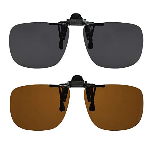 Image of Success Eyewear Clip On Sunglasses Flip Up Polarized Sunglasses Clip onto Eyeglasses Over Prescription Glasses Case Included