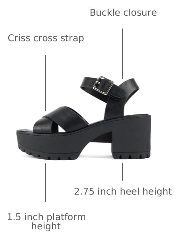 Image of Soda inchJoey inch ~ Women Open Toe Criss Cross Strap Mid Heel Sandal with Adjustable Ankle Strap
