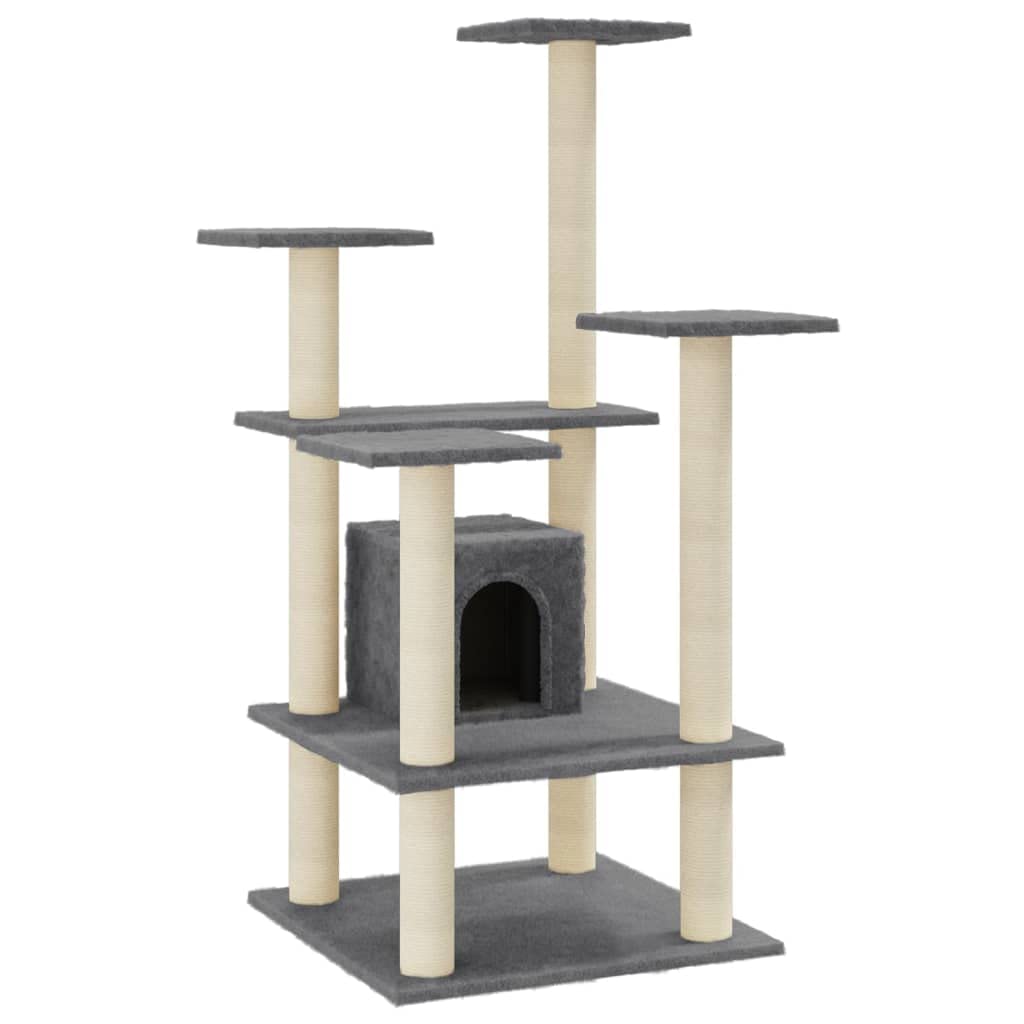 vidaXL Rascador para Gatos con Postes de Sisal Gris Claro 188 cm Mascotas