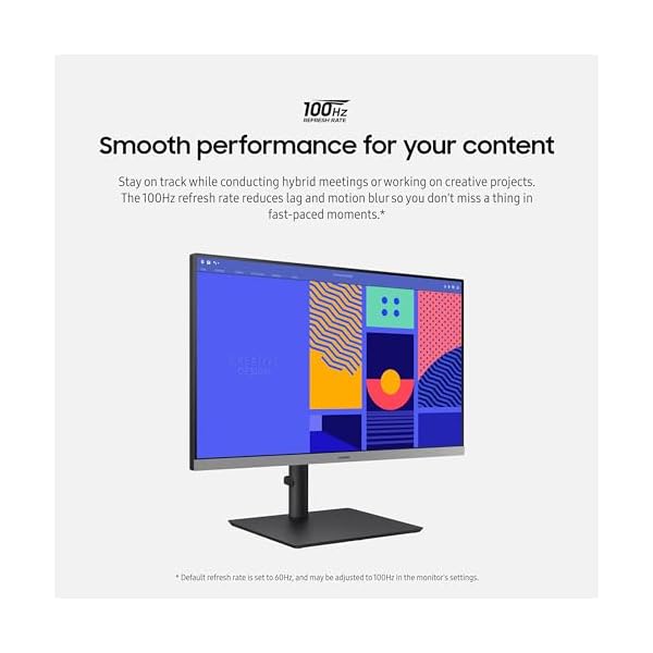 SAMSUNG 24-Inch S43GC Series Business Essential Computer Monitor, IPS Panel, Height Adjustable Stand, Triple Input, New DisplayPort, 100Hz, AMD FreeSync, Advanced Eye Care LS24C432GANXZA, 2024 - Image 5