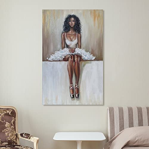 Bludug Dance Studio Wall Art Poster African American Ballerina Painting Poster Canvas Painting Wall Art Poster For Bedroom Living Room Decor20X30Inch(50X75Cm) #TOP6
