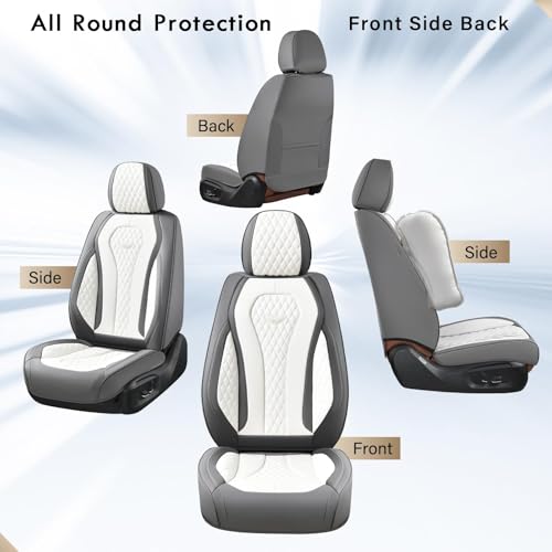 Image of Coverado Seat Covers, Car Seat Covers Front Seats, Car Seat Cover, Waterproof Car Seat Covers, Car Seat Cushion, Front Car Seat Covers Leatherette Car Seat Protector Universal Fit Most Cars White