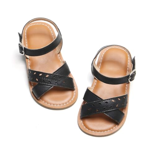Image of Felix & Flora Toddler Girl Sandals - Little Girl Easter Dress Shoes Lightweight Open Toe Beach Holiday Flats