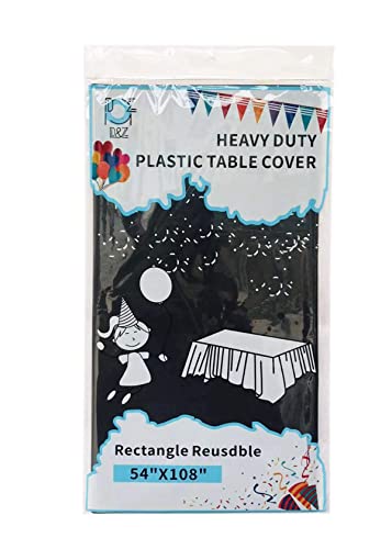 D&Z 6 Pack Black Plastic Tablecloth 54" X 108" Rectangle Table Cloth Disposable Table Cover For Indoor Or Outdoor Party Birthday Wedding Christmas #TOP12