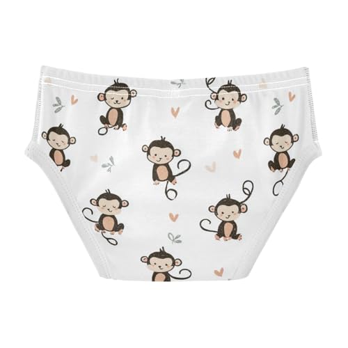 Wusikd Cute Monkeys Boys' Underwear Cotton White Boys Briefs Soft Toddler Underwear 2T2