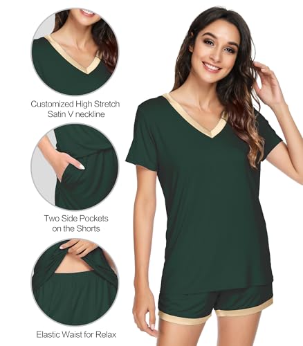 Image of WiWi Viscose from Bamboo Pajamas Set for Women Super Soft Short Sleeve Cooling Summer Plus Size Pjs Sets Sleepwear S-4X
