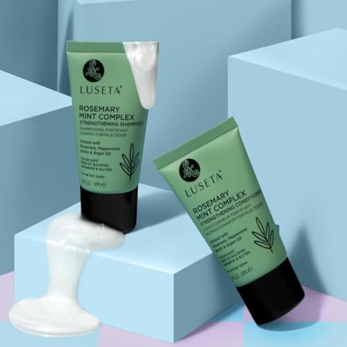 Image of Luseta Rosemary Mint Tavel Shampoo and Conditioner Set Mini Size Strengthen and Nourish Thinning Hair Reduce Frizz for Women and Men 2 x 1.01oz