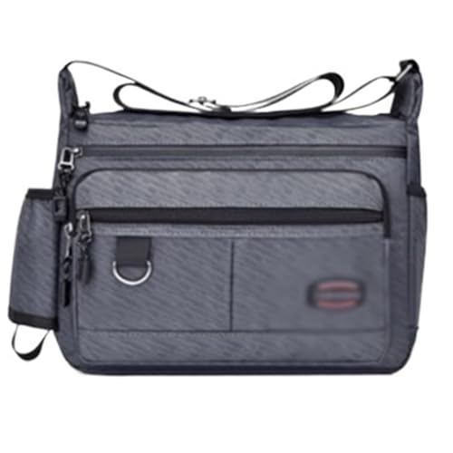 Rectangle Mens Shoulder Bag, Canvas, Casual Messenger Crossbody Bag, Multi Pocket, for Travel Work Busines