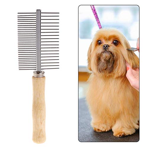 Huisdier kam Grooming Dubbele kammen RVS Houten Handvat Kat Kitten Hond Puppy Haarborstel Huisdieren Producten Multi… - Image 5