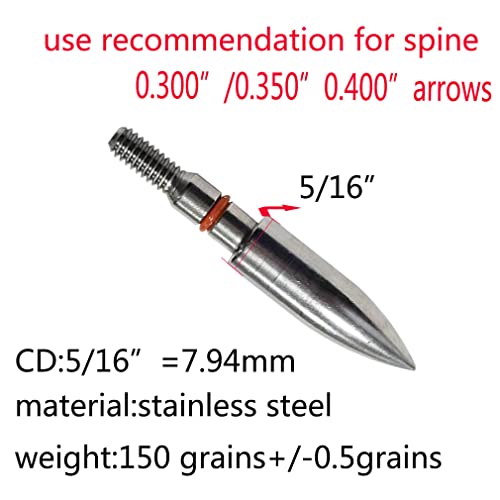 Image of 100 /125 /150 /200 /300 Grains Archery Field Points Practice Field Tips, Archery Target Practice Hunting Arrow Tip for Recurve, Compound Bow Crossbow, Stainless Steel Screw in Broadheads