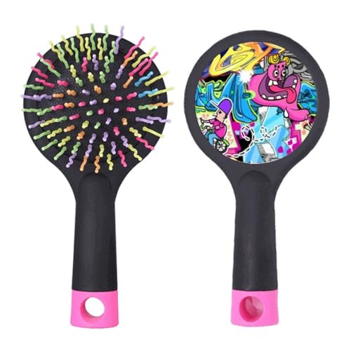 Brosse à cheveux démêlante à coussin style street art graffiti coloré