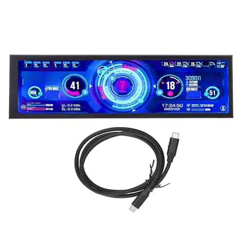 Image of 8.8 Inch IPS LCD Secondary Screen 8.8 inch Screen 480x1920 Resolution Computer Secondary Monitor, PC Case Screen Secondary Screen Computer for CPU GPU Temperature Display PC Case Monitors