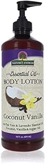 Nature's Answer Coconut Vanilla Body Lotion With Pump, Pure Essential Oil, All Natural, Vegan, Gluten Free, Non GMO 16 FL Oz | For Sensitive Skin | Natural Exfoliation