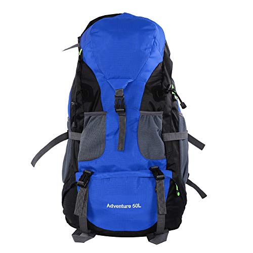 ZJchao Mochila de Senderismo, Mochila de Camping de 50 Litros con Mochilas de Senderismo Estratificadas para Viajes de Senderismo (BLUE)