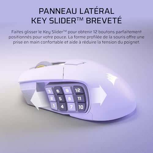 Corsair Scimitar Elite Wireless SE MMO Gaming – 33 000 DPI 16 Boutons Programmables Adjustable Key Slider™ 1K Hyper Polling Jusqu'à de Batterie PC PS5 PS4 Xbox Mac – - vue 6