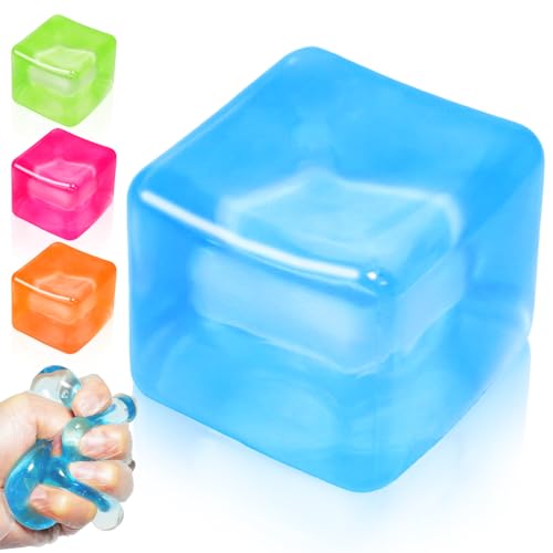 Fidget Toy Stress Cube, High Density Squishy Slow Rising Sensory Cube, Anxiety Relief Squeeze Toys for Kids Adults Teens, Classroom Prize & Party Favor Stress Balls (Blue)