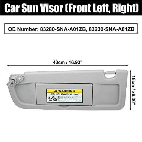 X Autohaux 2Pcs Left Driver Right Passenger Side Sun Visor With Mirror 83280-Sna-A01Zc 83230-Sna-A01Zc For Honda Civic 2006 2007 2008 2009 2010 2011 Light Gray #TOP3