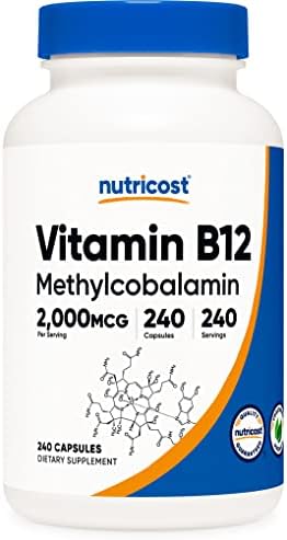 Nutricost Vitamin B12 (Methylcobalamin) 2000mcg, 240 Capsules - Vegetarian Caps, Non-GMO, Gluten Free B12 Supplement