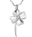 Wiftly Cadena de mujer con colgante, plata con circonita, trébol de la suerte como regalo, colgante + cadena