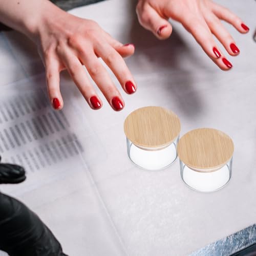 Healeved 2pcs vasos de vidrio para manicura con tapa miniatura 4