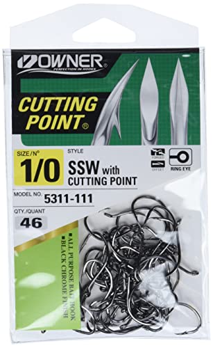 Owner American Ssw All Purpose Hook With Cutting Point, Size 1/0 5311-111,Multi,1/0 (46 Per Pack) #TOP3