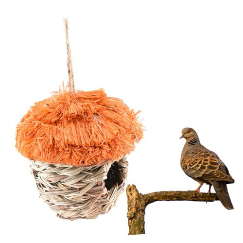 balacoo Handwoven Bird Nest for Parakeets Handmade Straw Nest for Small Pets Natural Bird House Safe Warm Environment for Budgerigar and Furry Animals
